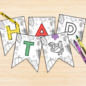 Printable Thanksgiving Coloring Banner | Kid&#39;s Activity| Instant Download