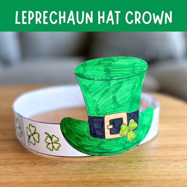 St Patrick's Day Paper Crown Craft | Leprechaun Hat Craft | Coloring Kid's Activity