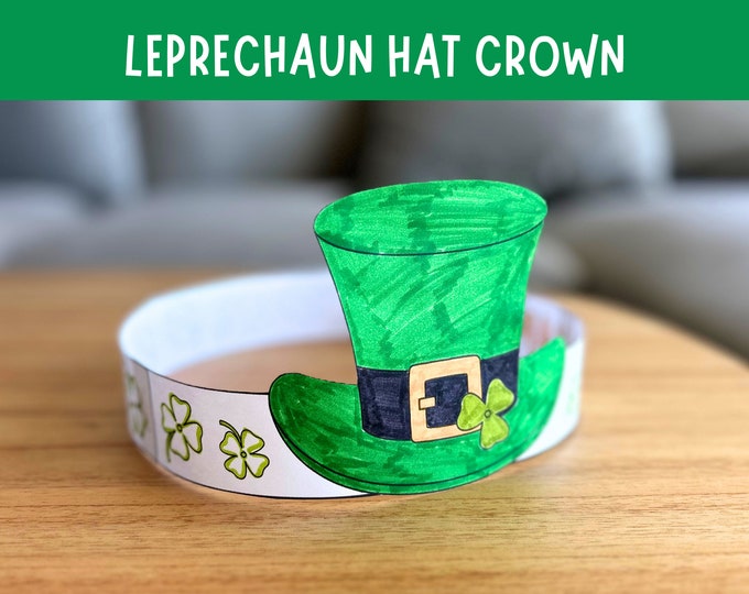 Leprechaun Hat Paper Crown Headband St Patrick's Day Party Coloring ...
