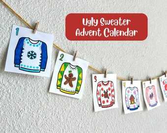 Kids Ugly Sweater Advent Calendar: Printable Christmas Countdown (PDF)