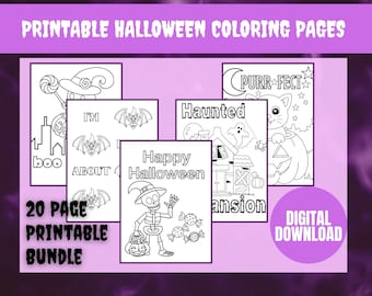 Kleurplaten Halloween: afdrukbare set van 20 pagina's (digitale download)