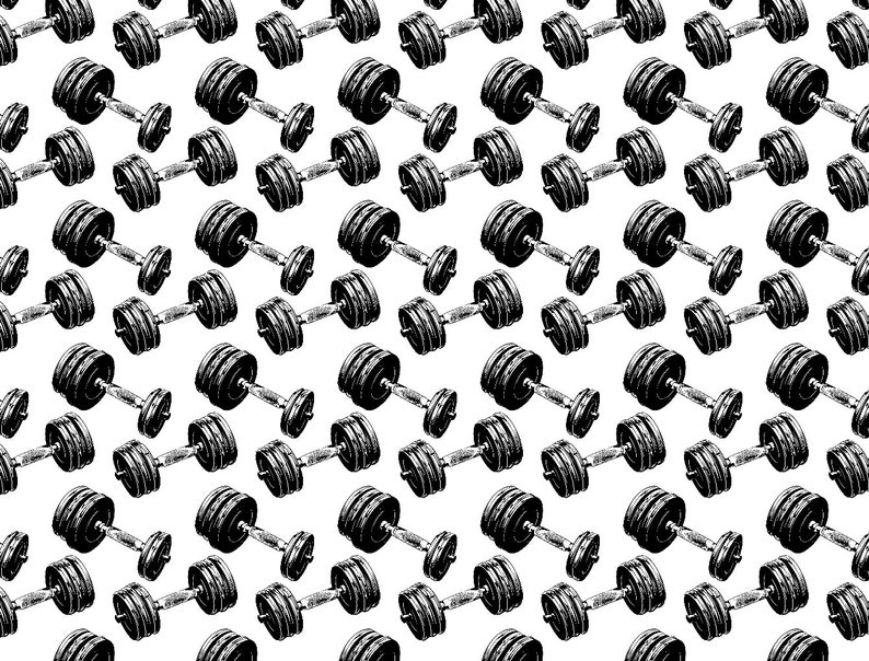 Pattern On Dumbells Barbell Black and White Seamless Repeat Pattern, Printable, Surface ...