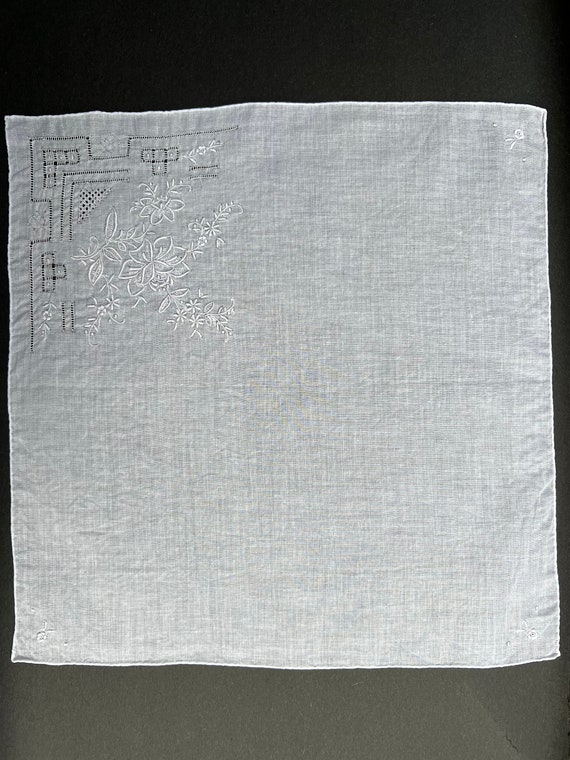 Vintage embroidered linen Handkerchief, Bridal Gi… - image 6
