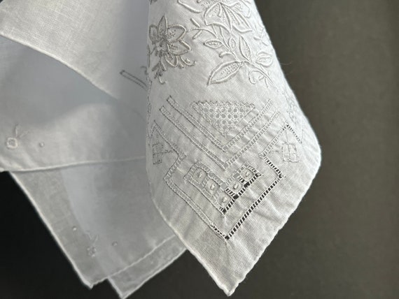 Vintage embroidered linen Handkerchief, Bridal Gi… - image 8