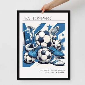 Portsmouth Printed Poster - Fratton Park Football Coordinates Gift- Pompey Latitude & Longitude Design