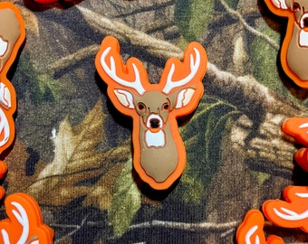 Oranger Hintergrund und braune Buck Reh Silikon Focal Bead / Bastelbedarf / Wald Woodland Themen Perlen / Tier geformte Perlen