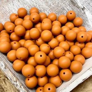 Solid Golden Ochre 15mm Silicone Beads / Loose Beads / Crafting Supplies / Beadable Items