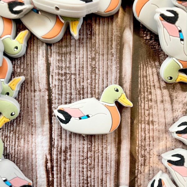 Mallard Duck Silicone Focal Bead / Crafting Supplies / Hunting Themed / Animal Shaped Silicone Beads