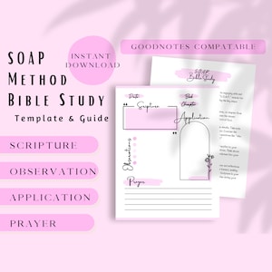 Plantilla imprimible de estudio bíblico SOAP / Descarga digital de estudio bíblico / Goodnotes de estudio bíblico