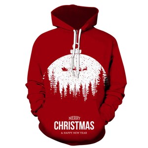 Santa's New Cross-border Foreign Trade 3D Sweatshirt European Size Hot-selling Christmas Reindeer Long-sleeved Wish Hoodie