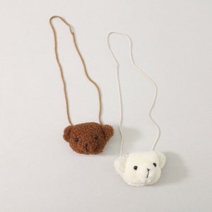 Sac ours en peluche pour fille, petit sac à main à bandoulière avec tête d'ours en peluche pour les filles de 2 à 6 ans