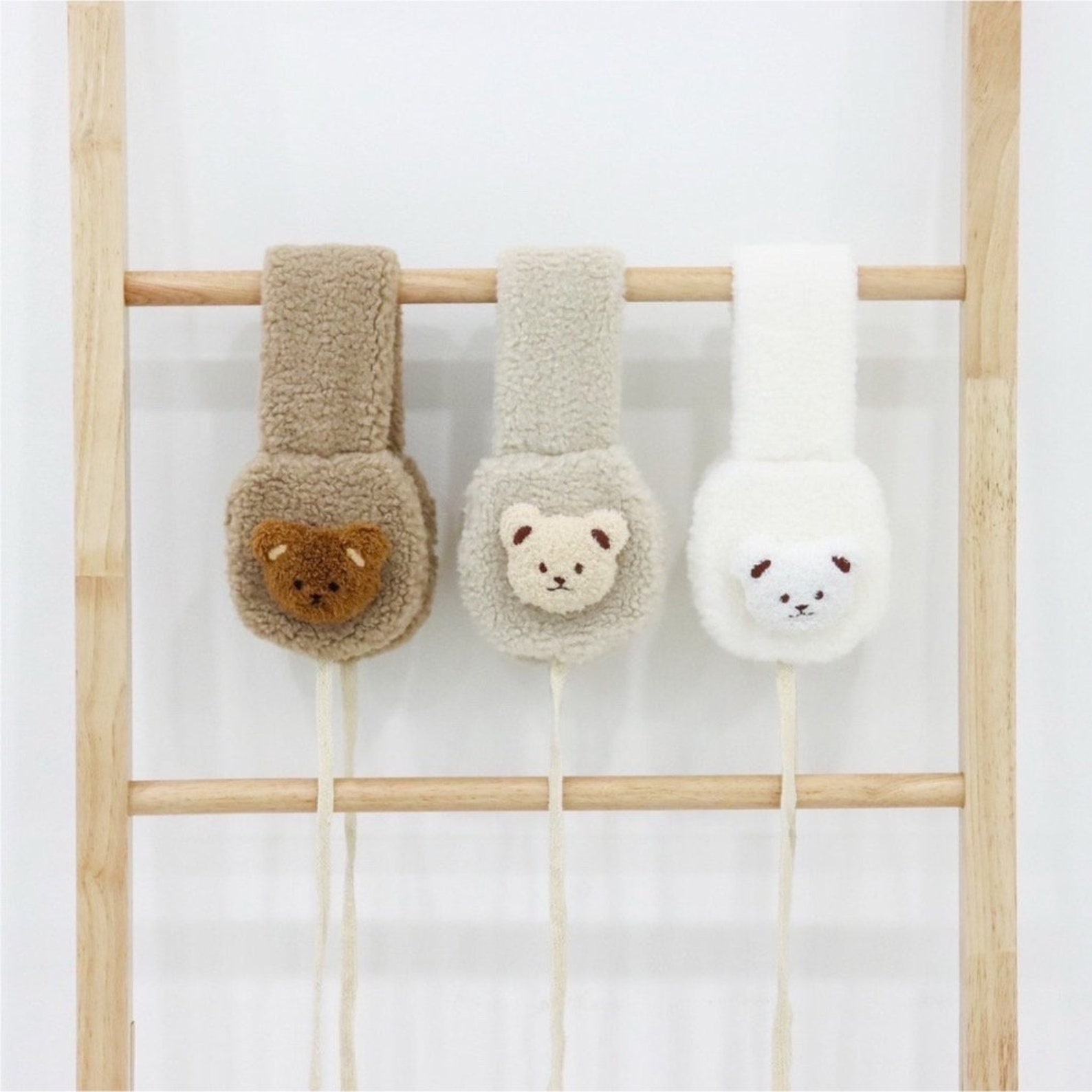 Kids Teddy Earmuffs, Winter Fleece Teddy Bear Ear Warmer With Straps