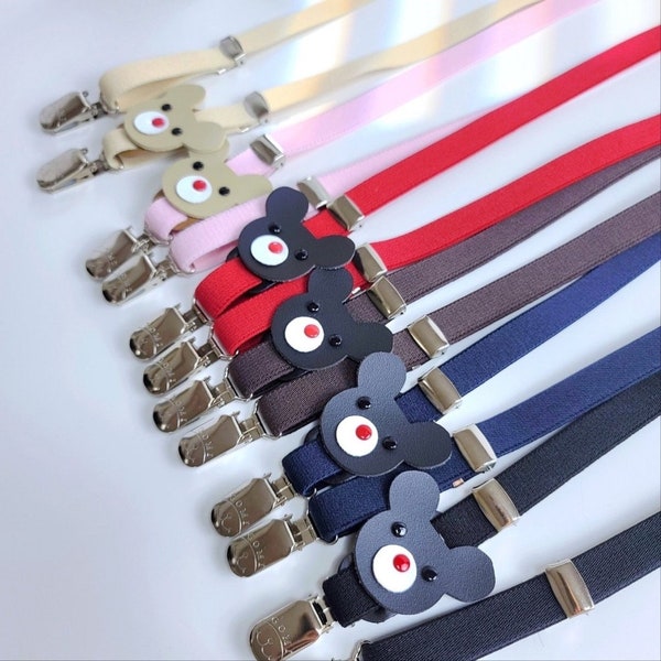 Suspenders for Kids - Adjustable Bear Belt for Boys, Girls, Toddler and Baby. Elastic Y-Back Design with Strong Metal Clips.
