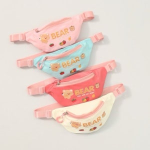 Bear Fanny Hip Pack Bag for Kids, Cute Bear Printed Adjustable Belt Waist Bag for Boys/Girls