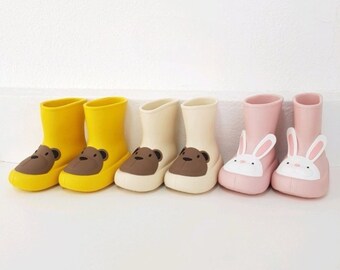 Bear & Rabbit Rain Boots for Kids, Toddler Waterproof Rubber Lightweight Non-slip Easy on Wellington Boots for Boys/Girls.