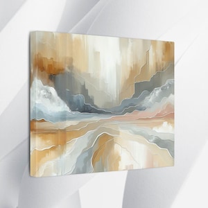 Neutral Abstract Canvas Art: Beige Gray Minimalist Wall Decor
