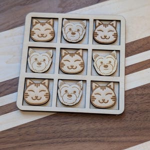 Wooden Tic Tac Toe with Cats and Dogs
