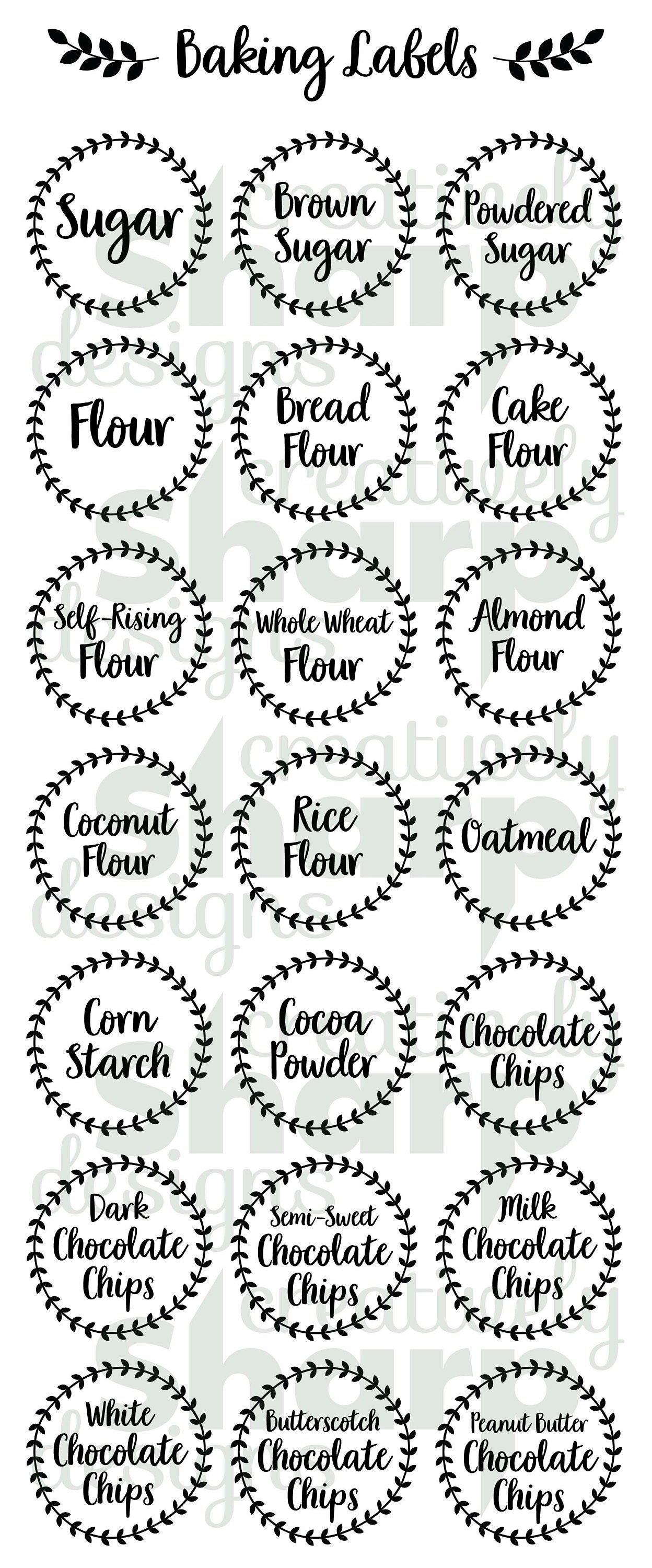 Baking Labels | Pantry Labels | Food Labels | Storage Organization ...