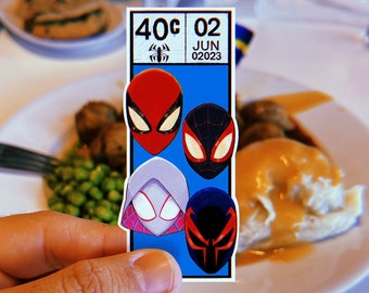 Pegatina de cómic Spiderverse: parodia de Spiderman, calcomanía laminada impermeable