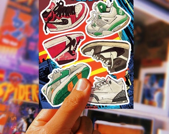 Hoja de pegatinas para zapatillas Hypebeast: parodia del cómic Spiderverse