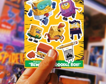 90er Jahre Cartoons Aufkleber inspiriert vom Quickster the Sponge Dude Comic-Buch-Parodie-Aufkleber für Notizbuch und Journaling