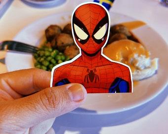 Pegatina del traje del juego ps5 clásico de Spiderman a través del Spiderverse para tu gimnasio Botella de agua