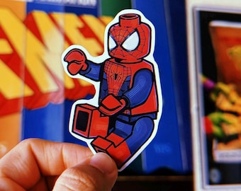 Pegatina de parodia de Spiderman en formato cuadrado - Vinilo laminado resistente al agua