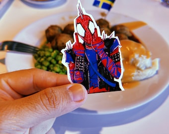 Spider-Punk Hobie Brown Sticker: Middle Finger, Waterproof Laptop Decal