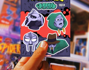 90er Jahre Hip Hopper Aufkleber inspiriert von dem Mad Villian MF Doom Comic Parodie Aufkleber für Schreibwaren