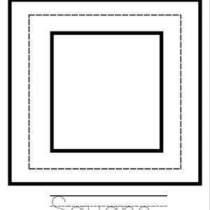 May include: Black and white worksheet with the word "Square" written in dotted lines for tracing. The worksheet features three nested squares, with the outermost square having a dashed line. The top of the worksheet has a line labeled "Name:"