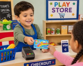 Dramatic Play Debit Card Printable for Preschool | Pretend Play Money Card | Classroom Dramatic Center