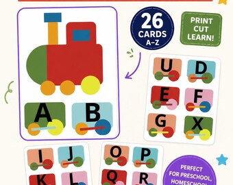 Alphabet Train Flashcards – Printable Learning Cards for Preschool & Kindergarten