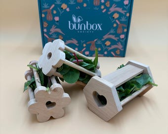 Mini wooden hay roller toy for bunnies. Hay toy for rabbits. Natural Bunny toy. Enrichment for bunnies. Rabbit Chew Toy. Bunny Chew Toy.