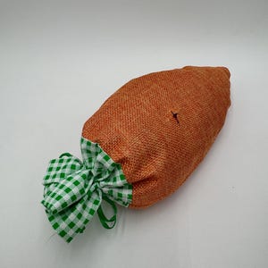 Carrot forage sack for bunnies with timothy hay, flowers and fruit. Rabbit forage, bunny forage toy, chew toy for rabbit, bunny toy