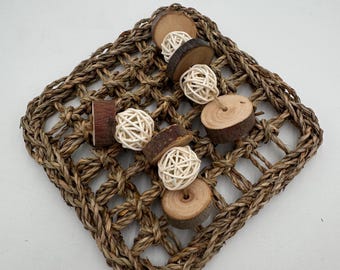 うさぎ用織りシーグラスマット、うさぎのおもちゃ、うさぎの知育玩具、うさぎの噛むマット、うさぎの噛むおもちゃ、うさぎの知育マット