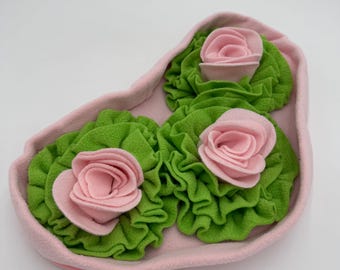 Heart  Snuffle Mat for Bunnies | Enrichment Mat | Treat Hider Pet Toy | Bunny Forage Mat | Rabbit Snuffle Mat | Guinea Pig Mat