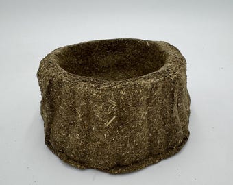 Natural Timothy Hay Bowl For Small Pets - Rabbits Hamsters, Chinchillas | 5” Hay Bowl for Bunnies | Chew Toy for Bunny