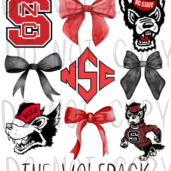 NC State coquette ribbon PNG file