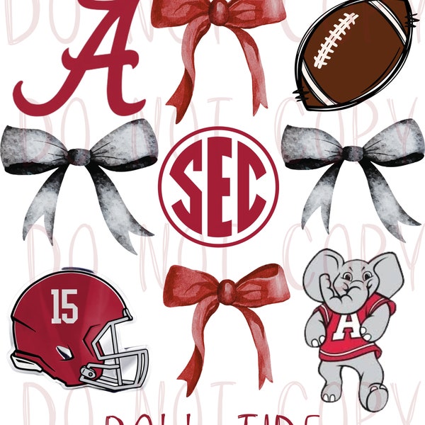 Alabama football coquette ribbon design