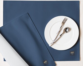 Faded Navy Placemat Set of 4 – Muted Blue | Modern Minimal Table Decor