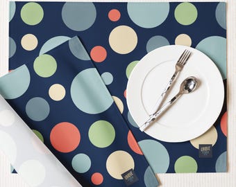 Bubble Dots – Modern Scandinavian Placemat | Midnight Blue (Set of 4)