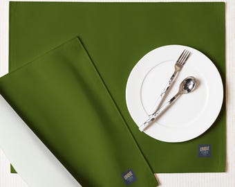 Deep Moss Green Placemat Set of 4 – Solid Green | Earthy Modern Table Decor
