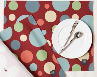 Bubble Dots – Modern Scandinavian Placemat | Nordic Red (Set of 4)
