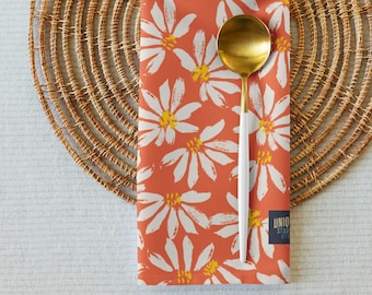 Daisy Cloth Napkins Set: Warm Clay Floral Table Linens