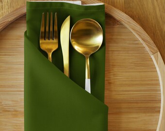 Deep Moss Green Cloth Napkin Set of 4 – Solid Green | Earthy Modern Table Decor