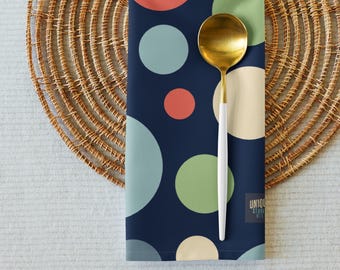 Bubble Dots Cloth Napkin Set of 4 – Midnight Blue | Modern Scandinavian Table Decor