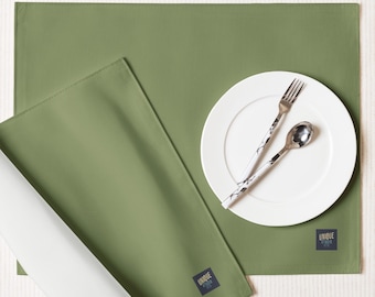 Olive Green Placemat Set of 4 – Muted Green | Natural Minimal Table Decor