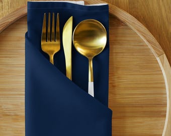Midnight Blue Cloth Napkin Set of 4 – Solid Navy | Modern Minimal Table Decor