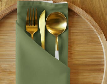 Olive Green Cloth Napkin Set of 4 – Muted Green | Natural Minimal Table Decor
