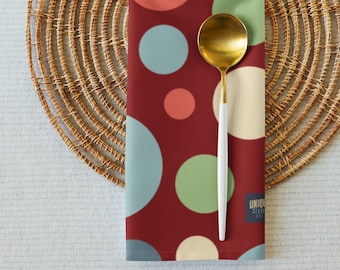 Bubble Dots Cloth Napkin Set of 4 – Nordic Red | Modern Scandinavian Table Decor